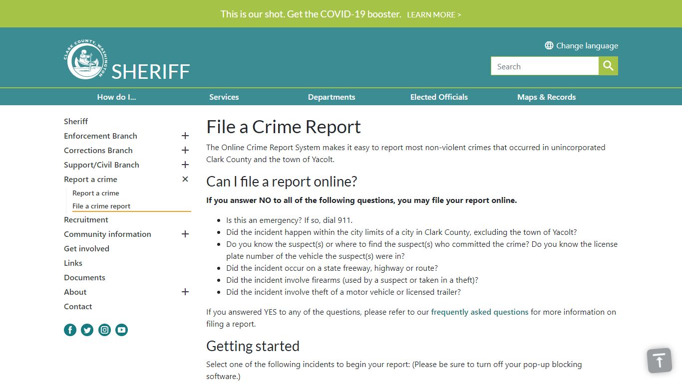 File a Crime Report | Clark County